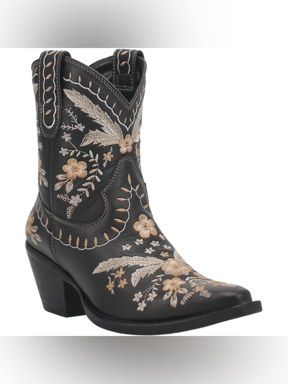dingo Black Western Embroidered Lace-Up Ankle Boot